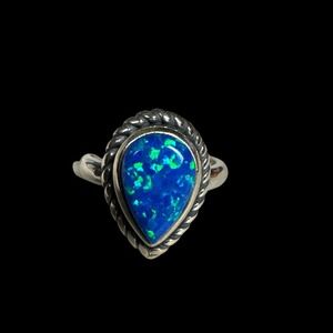 925 Sterling Silver Twisted Rope Opal Engagement Ring Size 6 Gift‎ Jewelry New